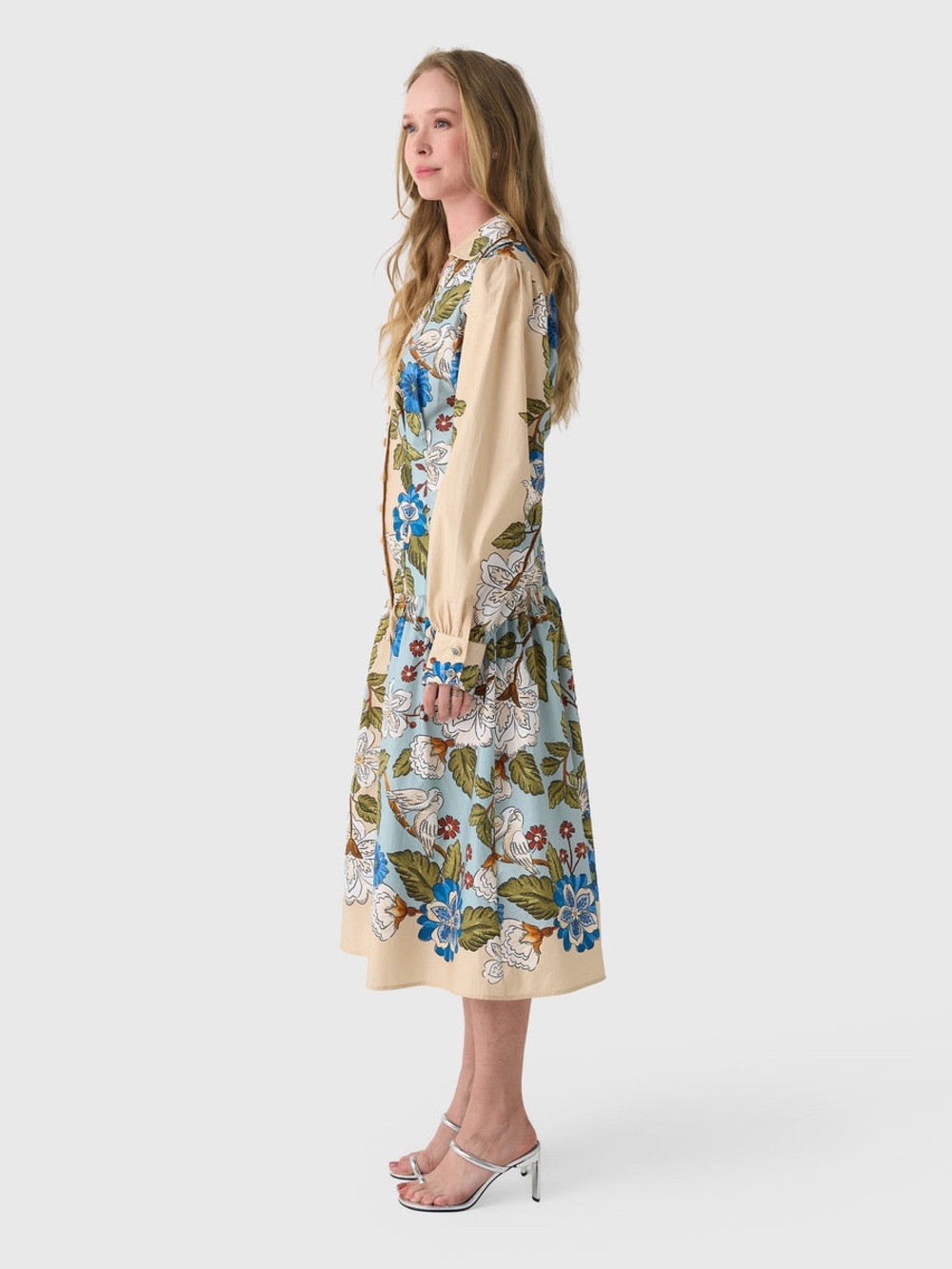 FARM RIO Women's Garden Scarf Long Sleeve Midi Dress XL - Picture 3 of 7